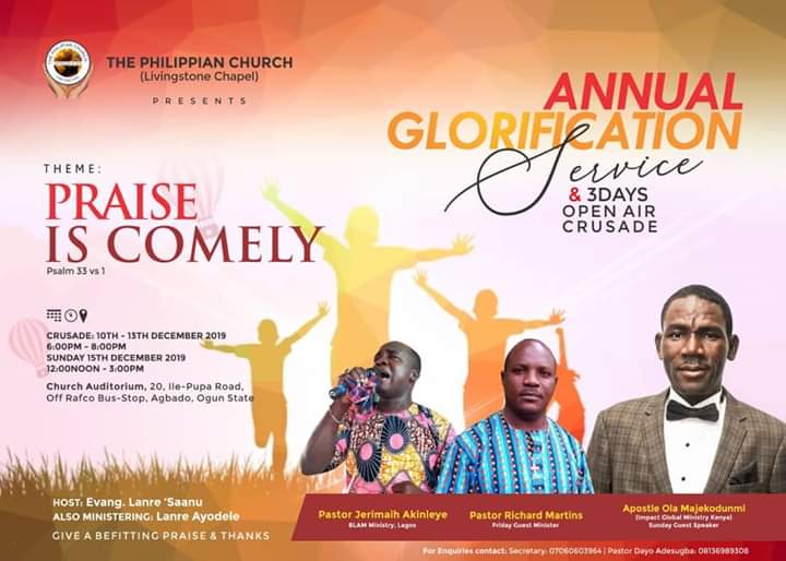 You are currently viewing THANKSGIVING AT THE PHILIPPIAN CHURCH. AGBADO, OGUN STATE.