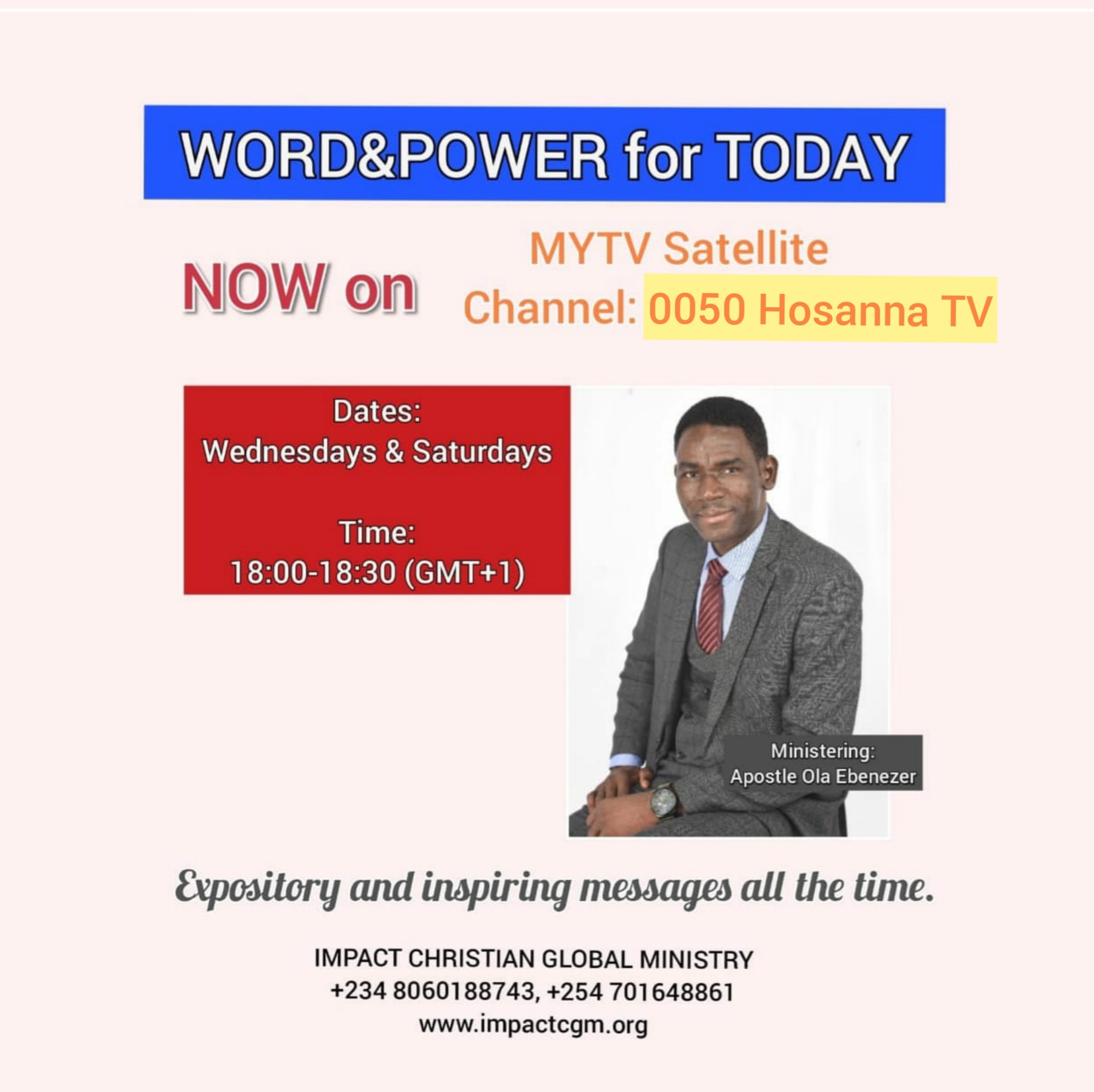 You are currently viewing WORD&POWER for TODAY, now on MYTV, Channel 0050 Hosanna TV.